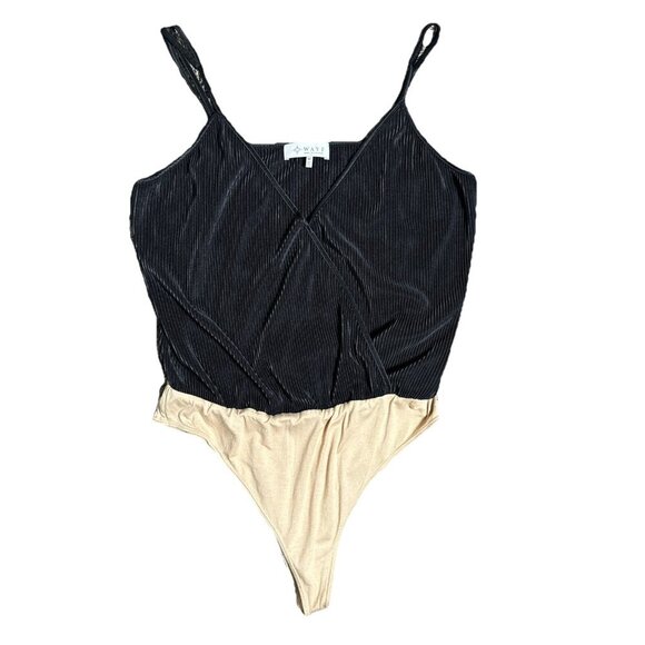 WAYF Where Are You From Womens Medium Black Adjustable Strap Rib Cami Bodysuit - Picture 1 of 6